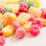 Candies in different colors, shapes and flavors
